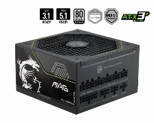 Fuente De Poder Msi Mag A1200pls, 1200w, Pcie5 80 Plus Platinum Atx, Modular, 24-pin Atx, 12vhpwr, 135mm